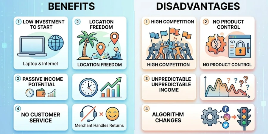 Advantages and Disadvantages of Affiliate Marketing