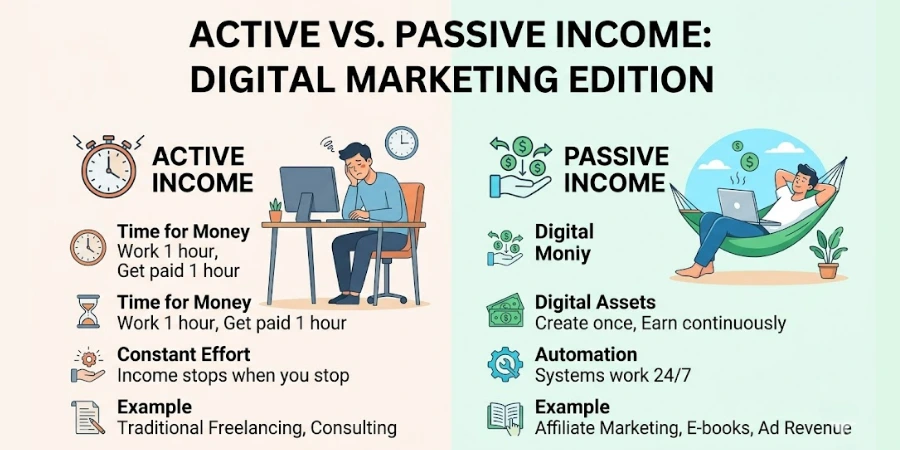 Difference between Active Income and Passive Income.